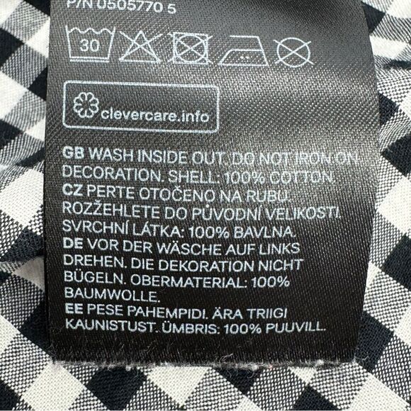 H&M Sequin Appliqué Gingham Check Button Front Shirt Black White Size 2 - Picture 13 of 15